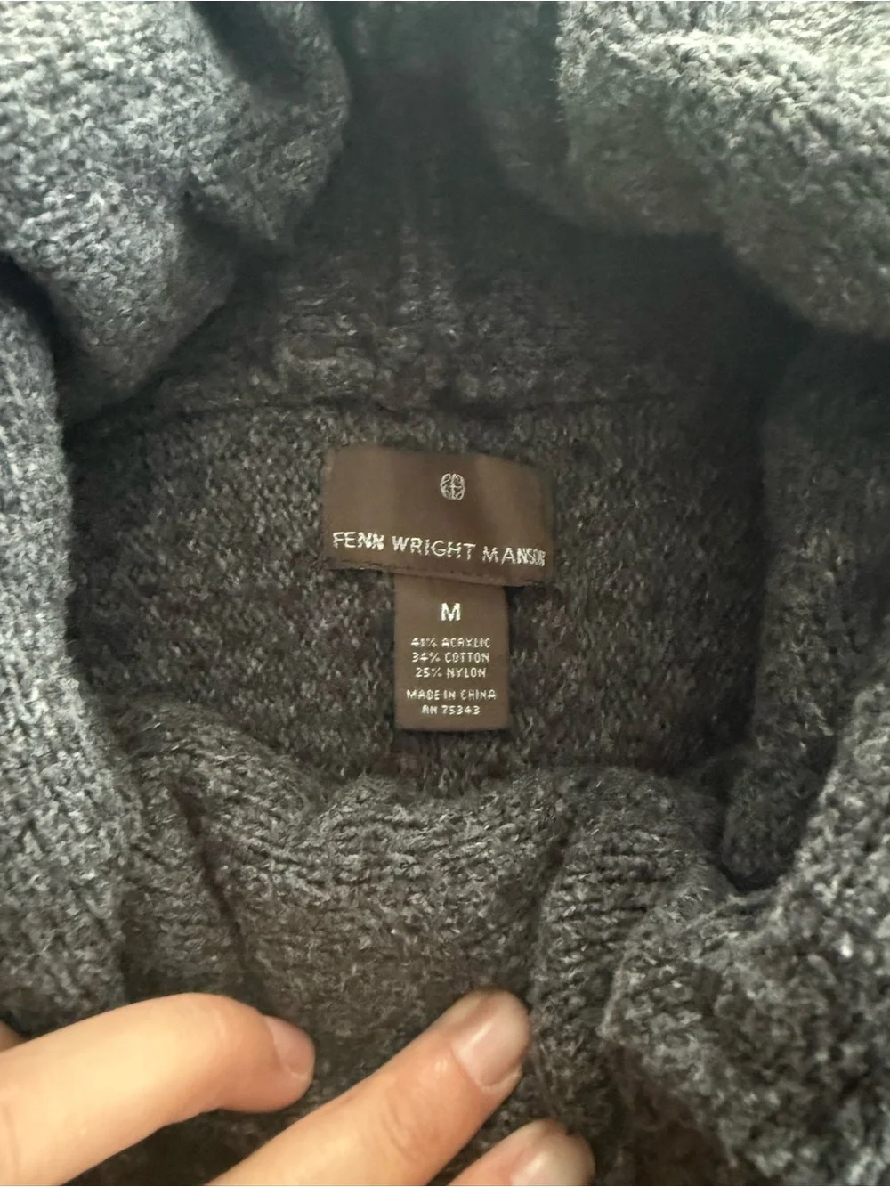 Fenn Wright Manson Dark Charcoal Ribbed Knit Sweater
